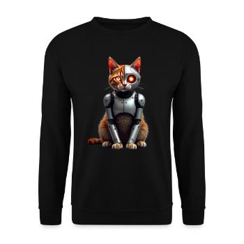 Funny Robot Cat Tech Cats Cyborg Animal Cat - Unisex Sweatshirt - black - Front - Alina (178cm) & Michal (187cm)