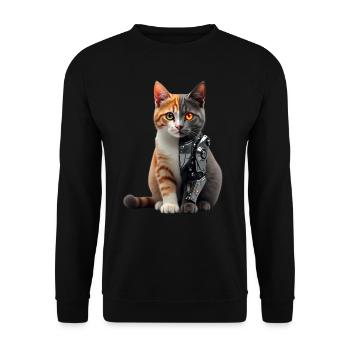 Funny Robot Cat Tech Cats Cyborg Animal Cat - Unisex Sweatshirt - black - Front - Alina (178cm) & Michal (187cm)