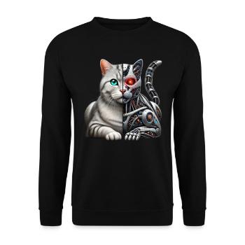 Funny Robot Cat Tech Cats Cyborg Animal Cat - Unisex Sweatshirt - black - Front - Alina (178cm) & Michal (187cm)