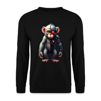 Drôle Robot Art Singe Cyborg Animal AI Monkey - Sweat-shirt Unisexe - noir - Devant - Alina (178cm) & Michal (187cm)