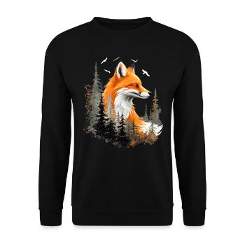 Renard amoureux des bois fleurs Art Renards Renard mignon - Sweat-shirt Unisexe - noir - Devant - Alina (178cm) & Michal (187cm)