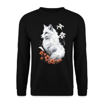 Renard amoureux des bois fleurs Art Renards Renard mignon - Sweat-shirt Unisexe - noir - Devant - Alina (178cm) & Michal (187cm)
