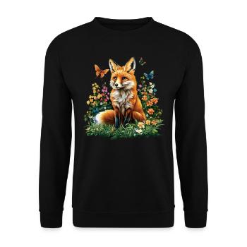 Fox Lover Woodland Flowers Art Foxes Cute Fox - Unisex Sweatshirt - black - Front - Alina (178cm) & Michal (187cm)