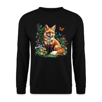Fox Lover Woodland Flowers Art Foxes Cute Fox - Unisex Sweatshirt - black - Front - Alina (178cm) & Michal (187cm)