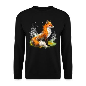Fox Lover Woodland Flowers Art Foxes Cute Fox - Unisex Sweatshirt - black - Front - Alina (178cm) & Michal (187cm)