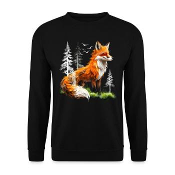 Fox Lover Woodland Flowers Art Foxes Cute Fox - Unisex Sweatshirt - black - Front - Alina (178cm) & Michal (187cm)