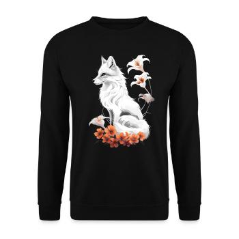 Fox Lover Woodland Flowers Art Foxes Cute Fox - Unisex Sweatshirt - black - Front - Alina (178cm) & Michal (187cm)