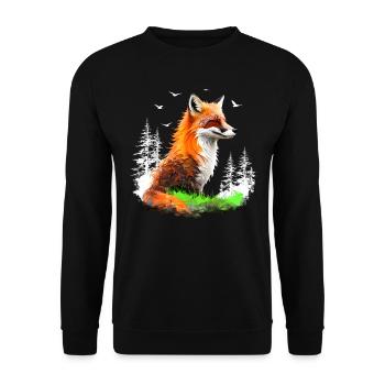 Fox Lover Woodland Flowers Art Foxes Cute Fox - Unisex Sweatshirt - black - Front - Alina (178cm) & Michal (187cm)