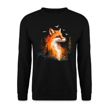 Fox Lover Woodland Flowers Art Foxes Cute Fox - Unisex Sweatshirt - black - Front - Alina (178cm) & Michal (187cm)