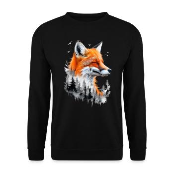 Fox Lover Woodland Flowers Art Foxes Cute Fox - Unisex Sweatshirt - black - Front - Alina (178cm) & Michal (187cm)