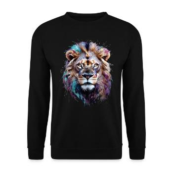 Lion Lover Wildlife Safari Art Lion Colorful - Unisex Sweatshirt - black - Front - Alina (178cm) & Michal (187cm)