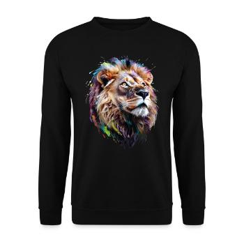 Lion Lover Wildlife Safari Art Lion Colorful - Unisex Sweatshirt - black - Front - Alina (178cm) & Michal (187cm)