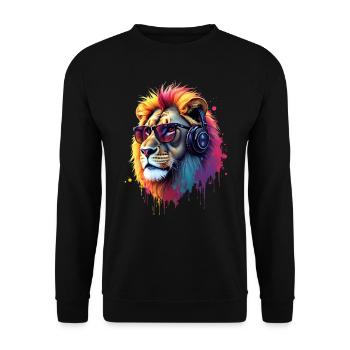 Lion Lover Faune Safari Art Lion Coloré - Sweat-shirt Unisexe - noir - Devant - Alina (178cm) & Michal (187cm)