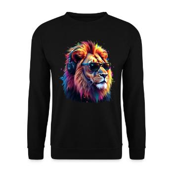 Lion Lover Faune Safari Art Lion Coloré - Sweat-shirt Unisexe - noir - Devant - Alina (178cm) & Michal (187cm)
