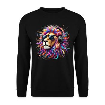Lion Lover Wildlife Safari Art Lion Colorful - Unisex Sweatshirt - black - Front - Alina (178cm) & Michal (187cm)