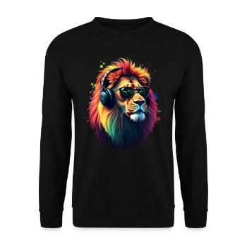 Lion Lover Wildlife Safari Art Lion Colorful - Unisex Sweatshirt - black - Front - Alina (178cm) & Michal (187cm)