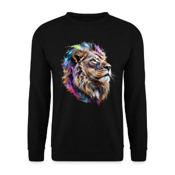 Lion Lover Wildlife Safari Art Lion Colorful - Unisex Sweatshirt - black - Front - Alina (178cm) & Michal (187cm)