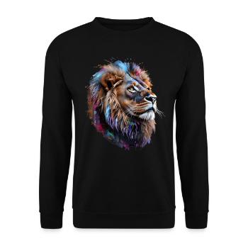 Lion Lover Wildlife Safari Art Lion Colorful - Unisex Sweatshirt - black - Front - Alina (178cm) & Michal (187cm)