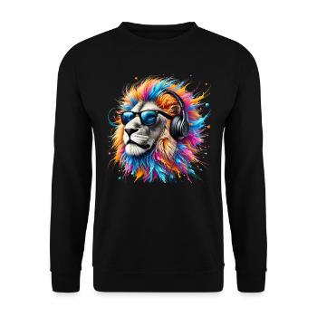 Lion Lover Wildlife Safari Art Lion Colorful - Unisex Sweatshirt - black - Front - Alina (178cm) & Michal (187cm)