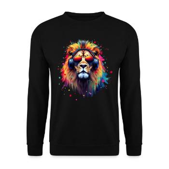 Lion Lover Wildlife Safari Art Lion Colorful - Unisex Sweatshirt - black - Front - Alina (178cm) & Michal (187cm)