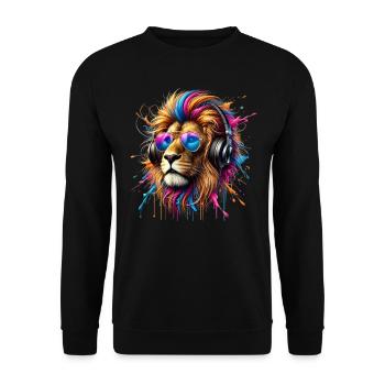 Lion Lover Faune Safari Art Lion Coloré - Sweat-shirt Unisexe - noir - Devant - Alina (178cm) & Michal (187cm)