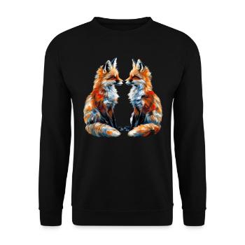 Funny Fox Fox Art Animal Nature Wildlife Animals - Unisex Sweatshirt - black - Front - Alina (178cm) & Michal (187cm)
