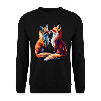Funny Fox Fox Art Animal Nature Wildlife Animals - Unisex Sweatshirt - black - Front - Alina (178cm) & Michal (187cm)