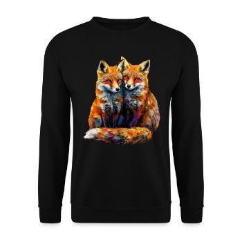 Funny Fox Fox Art Animal Nature Wildlife Animals - Unisex Sweatshirt - black - Front - Alina (178cm) & Michal (187cm)