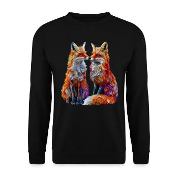Funny Fox Fox Art Animal Nature Wildlife Animals - Unisex Sweatshirt - black - Front - Alina (178cm) & Michal (187cm)
