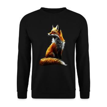 Lustiges Fuchs Fox Kunst Tier Natur Wildtier Tiere - Unisex Pullover - Schwarz - Vorne - Alina (178cm) & Michal (187cm)