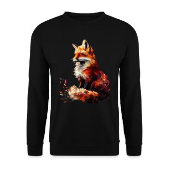 Lustiges Fuchs Fox Kunst Tier Natur Wildtier Tiere - Unisex Pullover - Schwarz - Vorne - Alina (178cm) & Michal (187cm)