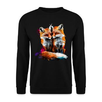 Funny Fox Fox Art Animal Nature Wildlife Animals - Unisex Sweatshirt - black - Front - Alina (178cm) & Michal (187cm)