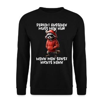 Drôle de raton laveur disant Amoureux des animaux Drôle de raton laveur - Sweat-shirt Unisexe - noir - Devant - Alina (178cm) & Michal (187cm)
