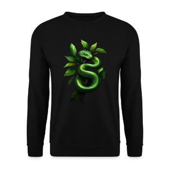Green Tree Python Snakes Lover Terrarium - Unisex Sweatshirt - black - Front - Alina (178cm) & Michal (187cm)