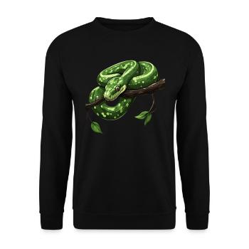 Green Tree Python Snakes Lover Terrarium - Unisex Sweatshirt - black - Front - Alina (178cm) & Michal (187cm)
