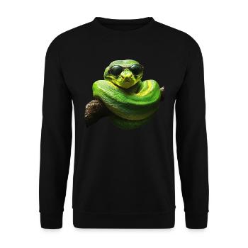 Green Tree Python Snakes Lover Terrarium - Unisex Sweatshirt - black - Front - Alina (178cm) & Michal (187cm)