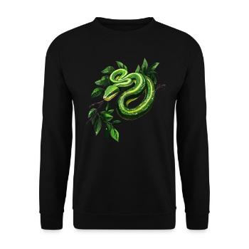 Green Tree Python Snakes Lover Terrarium - Unisex Sweatshirt - black - Front - Alina (178cm) & Michal (187cm)
