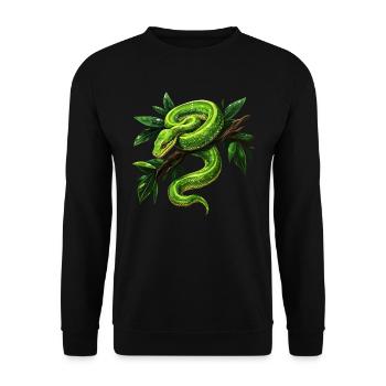 Green Tree Python Snakes Lover Terrarium - Unisex Sweatshirt - black - Front - Alina (178cm) & Michal (187cm)