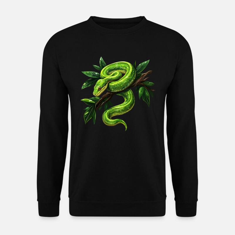 Grüner Baumpython Schlangen Liebhaber Terrarium - Unisex Pullover - Schwarz