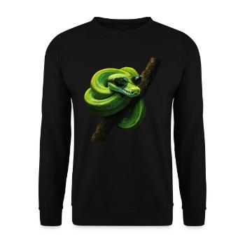 Green Tree Python Snakes Lover Terrarium - Unisex Sweatshirt - black - Front - Alina (178cm) & Michal (187cm)