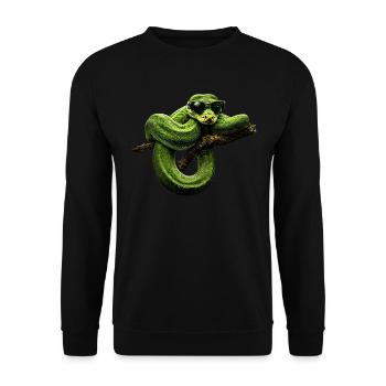 Green Tree Python Snakes Lover Terrarium - Unisex Sweatshirt - black - Front - Alina (178cm) & Michal (187cm)
