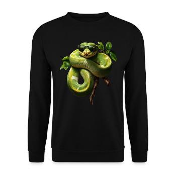 Green Tree Python Snakes Lover Terrarium - Unisex Sweatshirt - black - Front - Alina (178cm) & Michal (187cm)