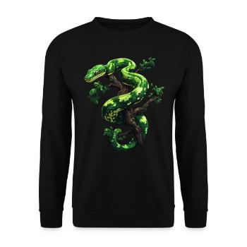 Green Tree Python Snakes Lover Terrarium - Unisex Sweatshirt - black - Front - Alina (178cm) & Michal (187cm)
