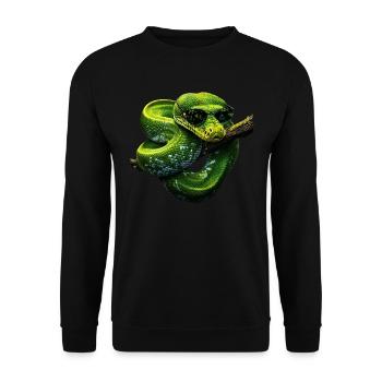 Green Tree Python Snakes Lover Terrarium - Unisex Sweatshirt - black - Front - Alina (178cm) & Michal (187cm)