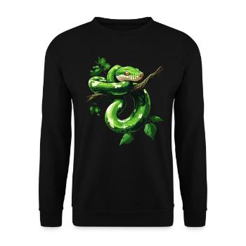 Grüner Baumpython Schlangen Liebhaber Terrarium - Unisex Pullover - Schwarz - Vorne - Alina (178cm) & Michal (187cm)
