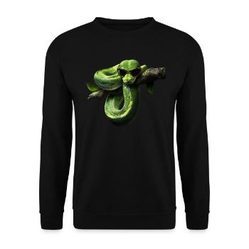 Green Tree Python Snakes Lover Terrarium - Unisex Sweatshirt - black - Front - Alina (178cm) & Michal (187cm)