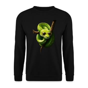 Green Tree Python Snakes Lover Terrarium - Unisex Sweatshirt - black - Front - Alina (178cm) & Michal (187cm)