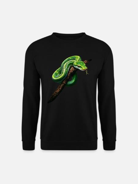 Grüner Baumpython Schlangen Liebhaber Terrarium - Unisex Pullover - Schwarz
