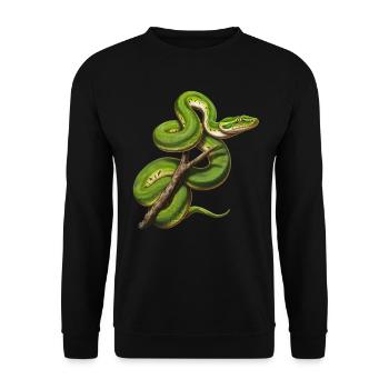 Green Tree Python Snakes Lover Terrarium - Unisex Sweatshirt - black - Front - Alina (178cm) & Michal (187cm)