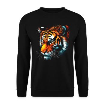 Lustiges Tiger Kunst Tier Natur Wildtier Tiere Zoo - Unisex Pullover - Schwarz - Vorne - Alina (178cm) & Michal (187cm)